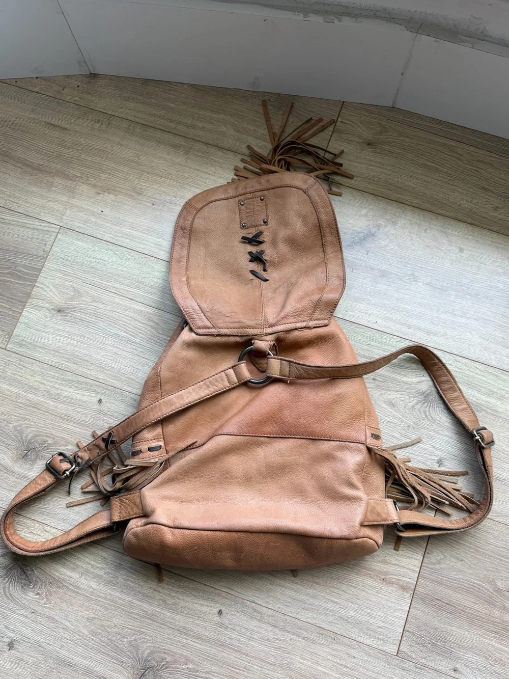 STS Ranchwear Fringe 100%Leather Backpack w Tassel Cowgirl Western See Flaws